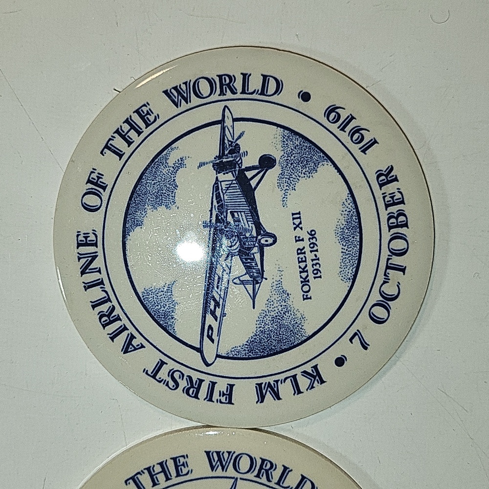 Set of 2 Vintage KLM First Airline of the World Coasters - Picture 3 of 6